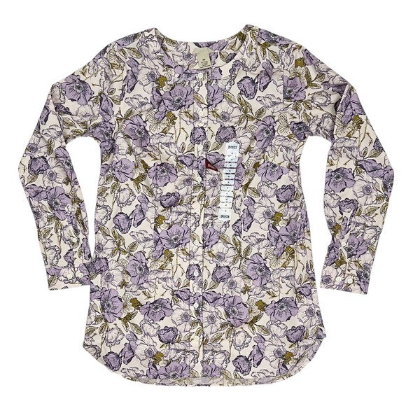 Duluth Trading Co Tops - NWT Duluth Trading Wrinkle Fighter Tunic Top Shirt Purple Floral XS